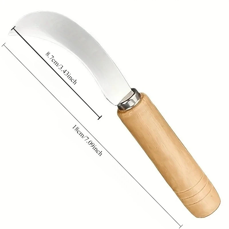 Curved Stainless Steel tool with Wooden Handle,2-in-1 Tool for Summer Garden Weeding,Ideal for Outdoor Yard Use