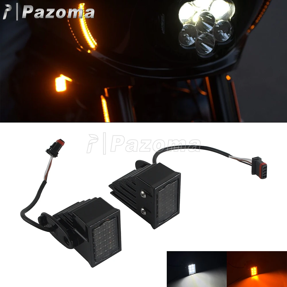 LED Turn Signal Light Motorcycle Mini Front Turn Signals Blinker Running Lamp For Harley Softail Low Rider ST FXLRST FXRST 22-25