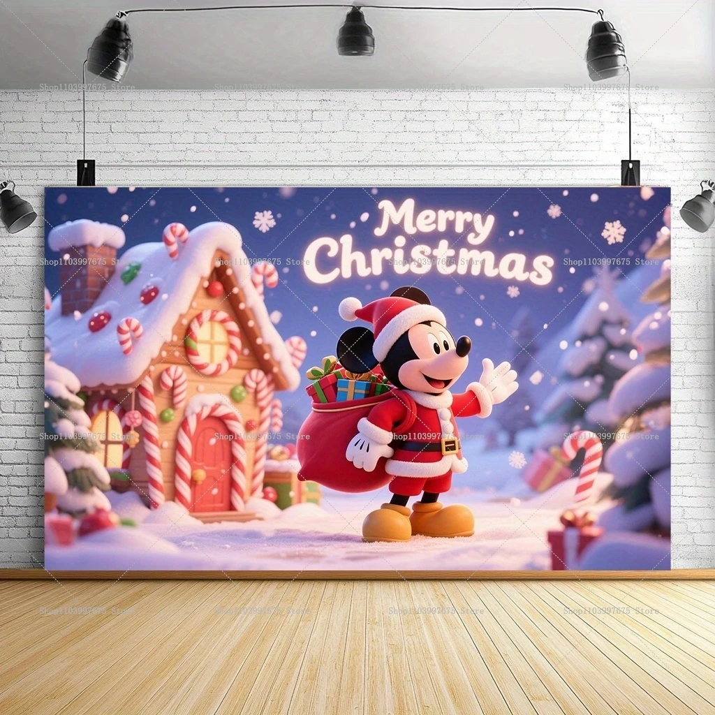 عيد الميلاد ميكي ميني خلفية عيد الميلاد الأطفال حفلة عيد ميلاد ديكور التصوير خلفية استحمام الطفل راية كابينة تصوير الدعائم