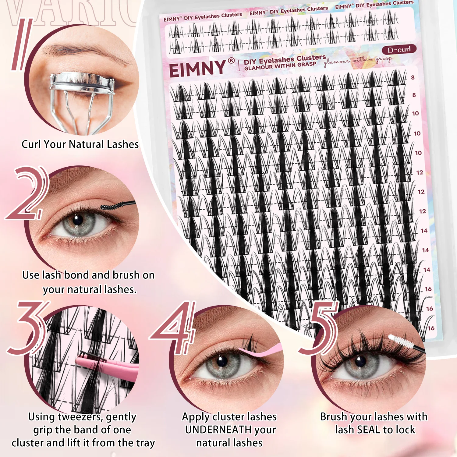 164-teiliges DIY-Wimpernverlängerungsset im Manga-Stil, spitz zulaufende, flauschige Ober- und Unterwimpern für Reisen, Hochzeiten und Partys. – Detail 2