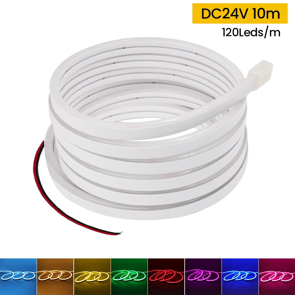 5V 12V 24V Neon LED Strip 5M IP67 Waterproof Silicon Tube Bar Lamp Soft Flexible 120LEDs/M DIY Light Sign Rope 3000-6500K Ribbon