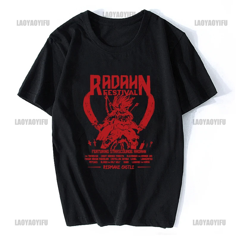 Eldened Ringed Radahn T-Shirt for Men Novelty Pure Cotton Tees Round Collar Short Sleeve T Shirts Gift Idea Clothing