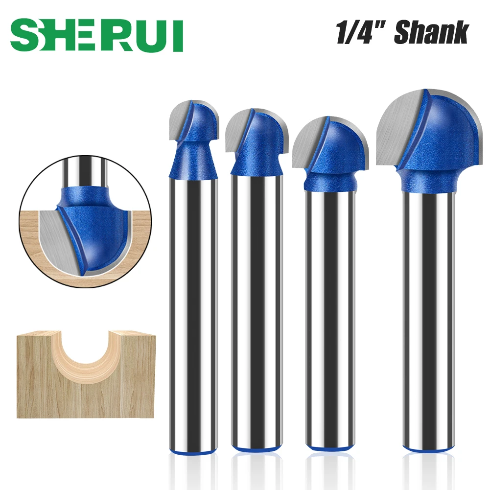 6mm 1/4in Shank Ball Nose Router Bit Round Nose Cove Box Bit Carbide Wood Milling Cutter Woodworking Tools