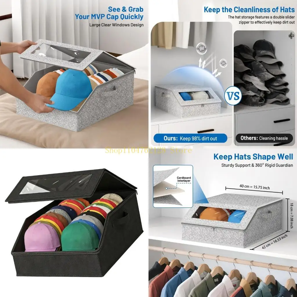 

Hat Organizers for Baseball Caps Stackable Storage with Clear Window Space Saving best sale