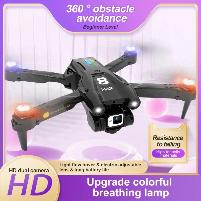 YT163 Drone 4K HD Dual Camera 360°Obstacle Avoidance Light Flow Hover Electric Adjustable Colorful Breathing Lamp RC Quadcopter