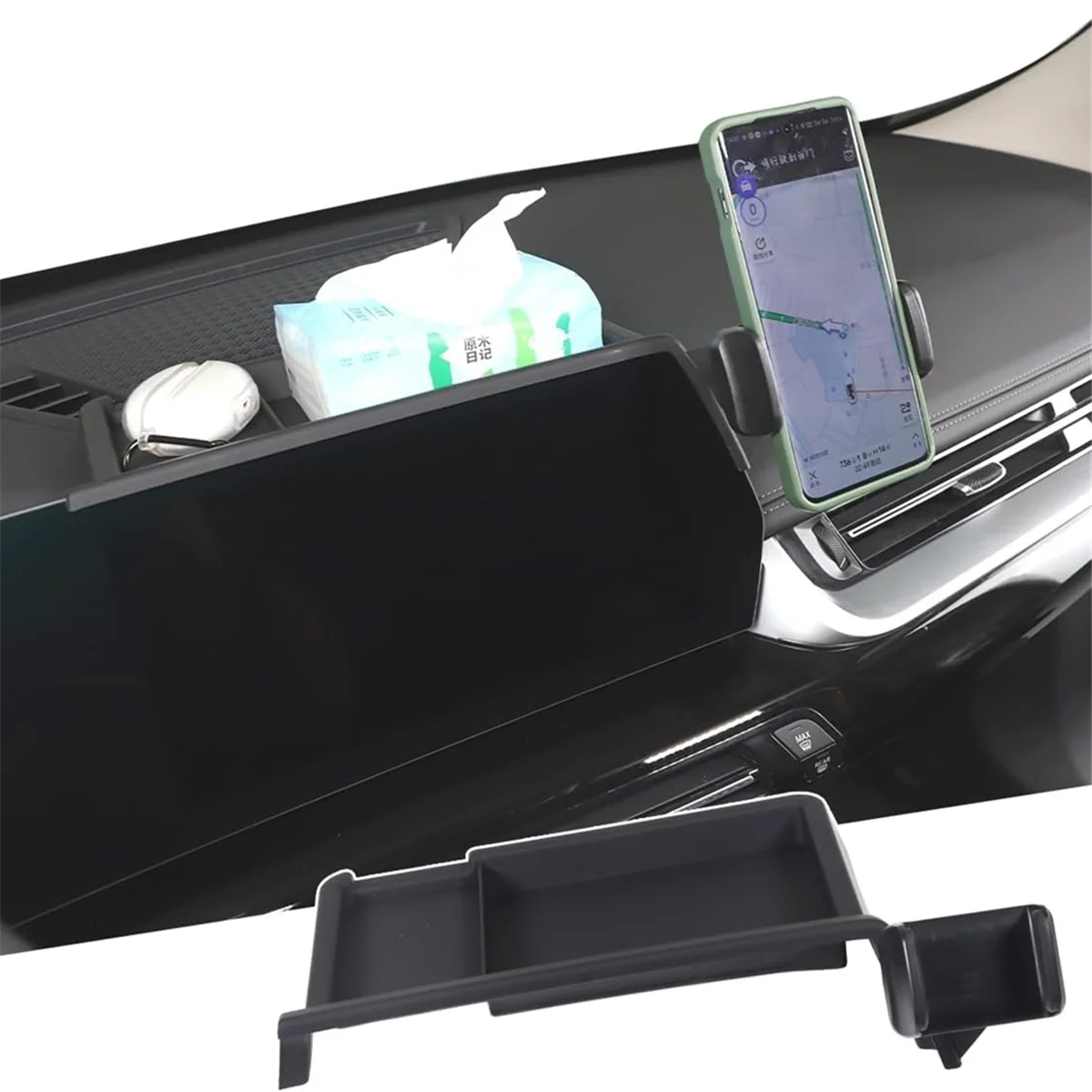 For BMW X1 U11 2023 2024 Central Control Dashboard Storage Organizer Tray with Phone Holder Mount Accessories