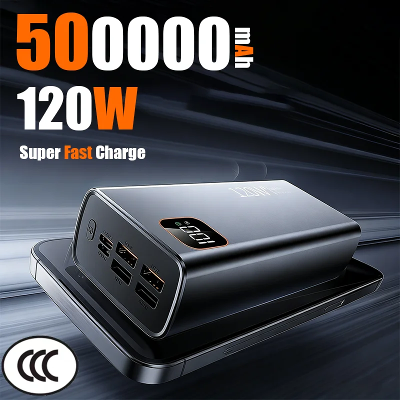 

Портативное зарядное устройство (Power Bank) 120 Вт, сверхбыстрая зарядка, 500000 мАч, высокая емкость, для iPhone, Samsung, Huawei