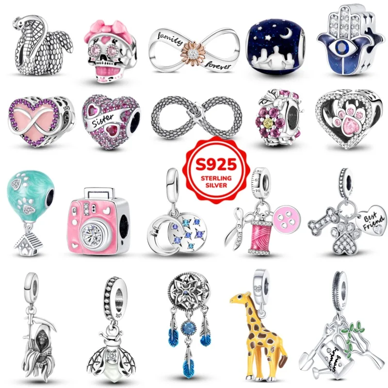 Heiß begehrter 925er Sterlingsilber Charm-Anhänger „Ewige Liebe“ mit Nachtlicht-Elfen-Motiv, Lebens-Charm-Armband, Damenschmuck, Geschenk