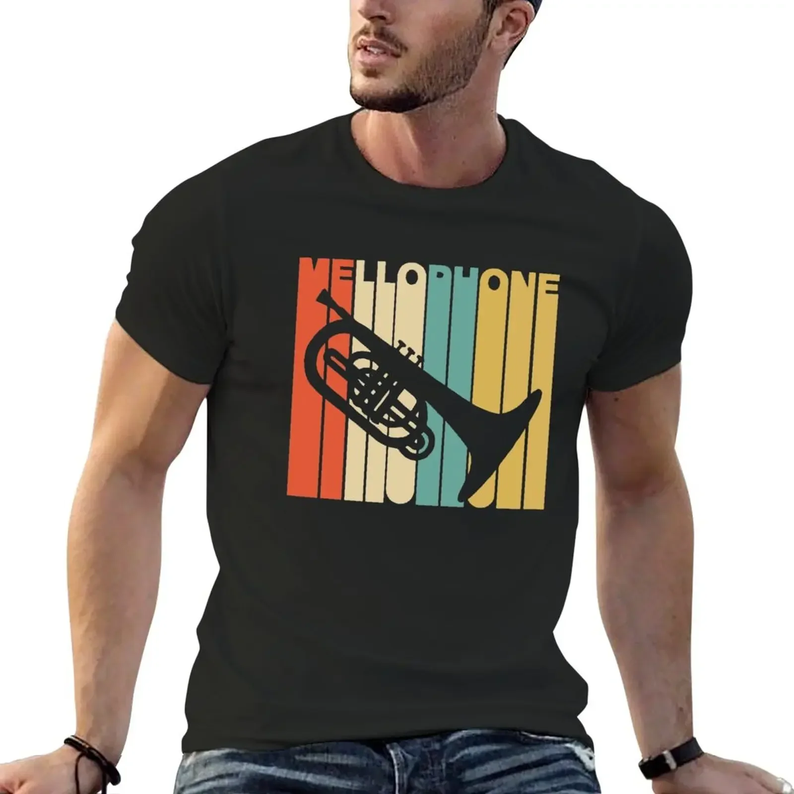 Vintage Style Mellophone Silhouette Shirt T-Shirt aesthetic clothes customs design your own tees Men's t-shirts