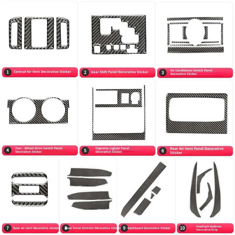 

Комплект декоративных элементов из карбона для интерьера Toyota 4Runner 2010-2020 годов, накладки на приборную панель