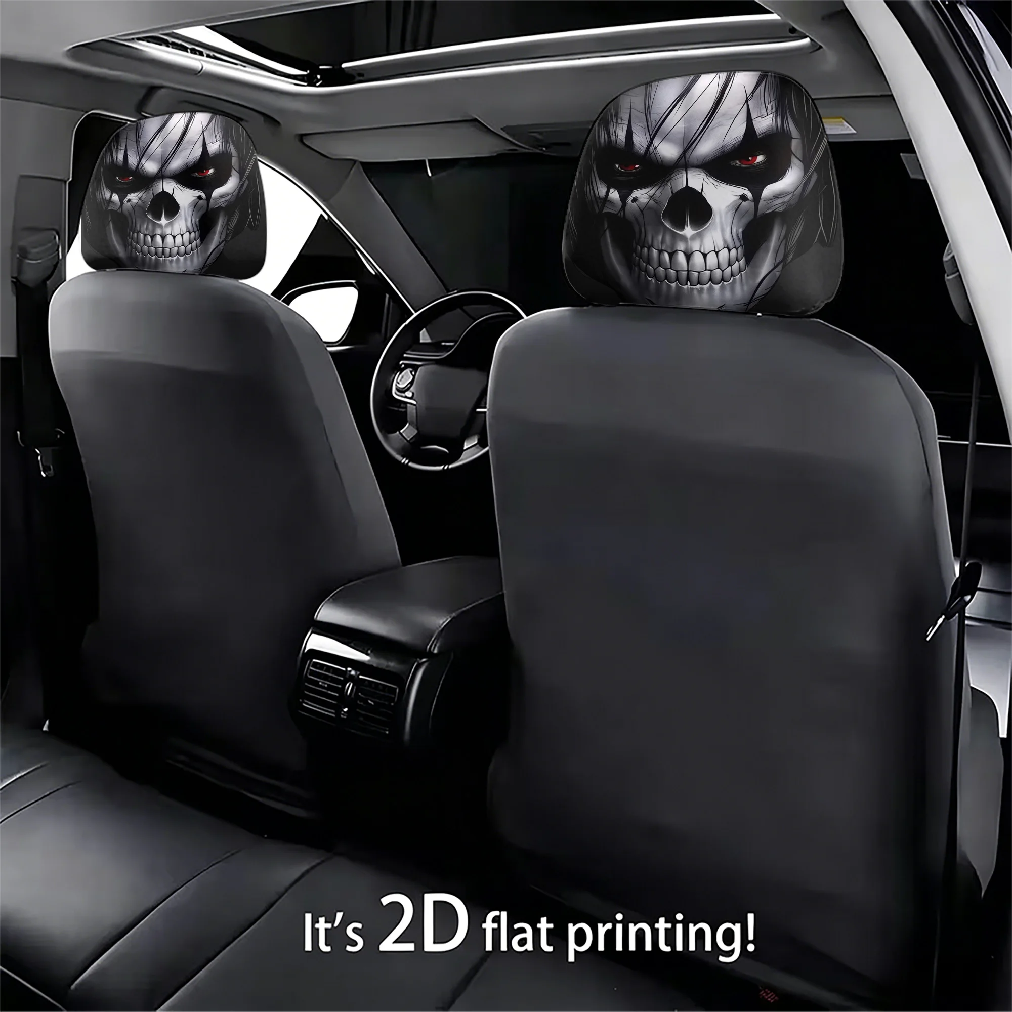 2pcs Gothic Skull Car Headrest Covers—bring a bold, avant-garde style to your car’s interior. Not filled. Easy to install.