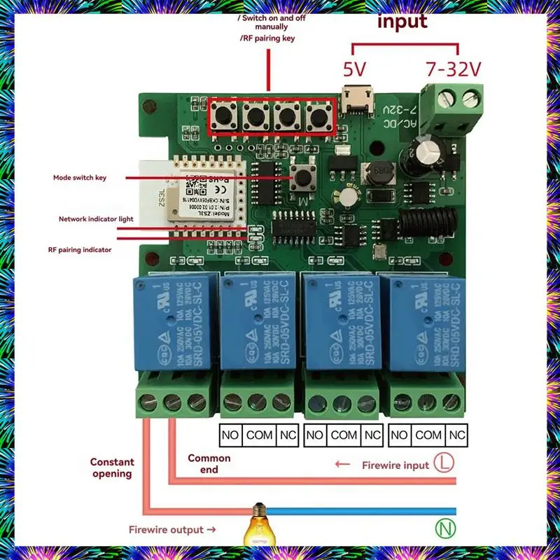 

ZIZI Tuya Zigbee Wi-Fi 4-канальный умный переключатель с датчиком температуры и влажности, пассивный сухой контактный переключатель для Alexa Alice