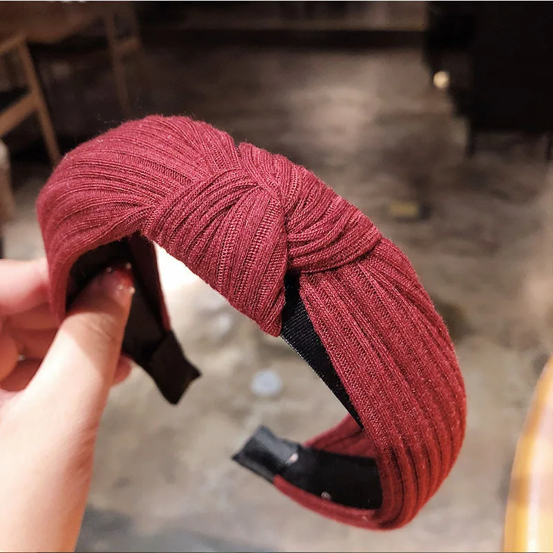 Women\'s Printed Fabric Headbands Knotted Hairband for Women Hair Accessories Girl Hair Bands Stripe Head Wrap Korean