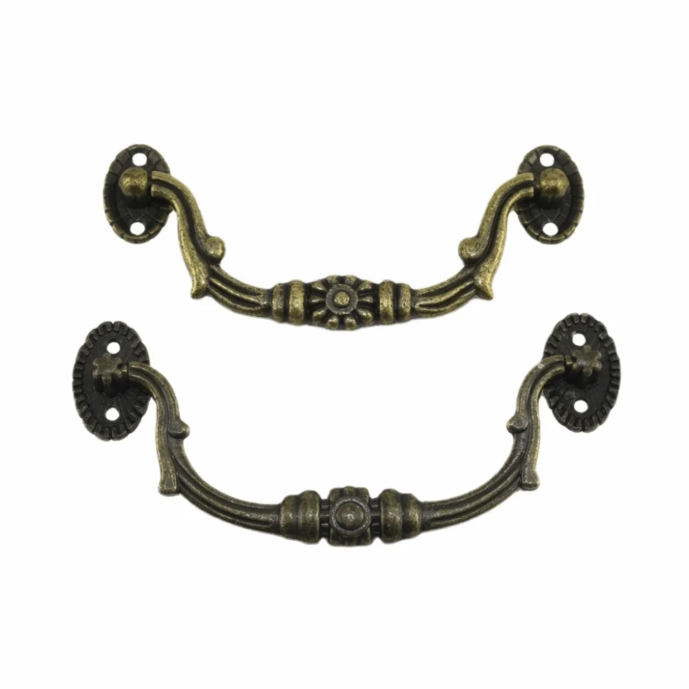 Alloy Antique Drawer Pulls Antique Bronze Classical Style Dresser Handles Arched Handle Decorative Cabinet Handles