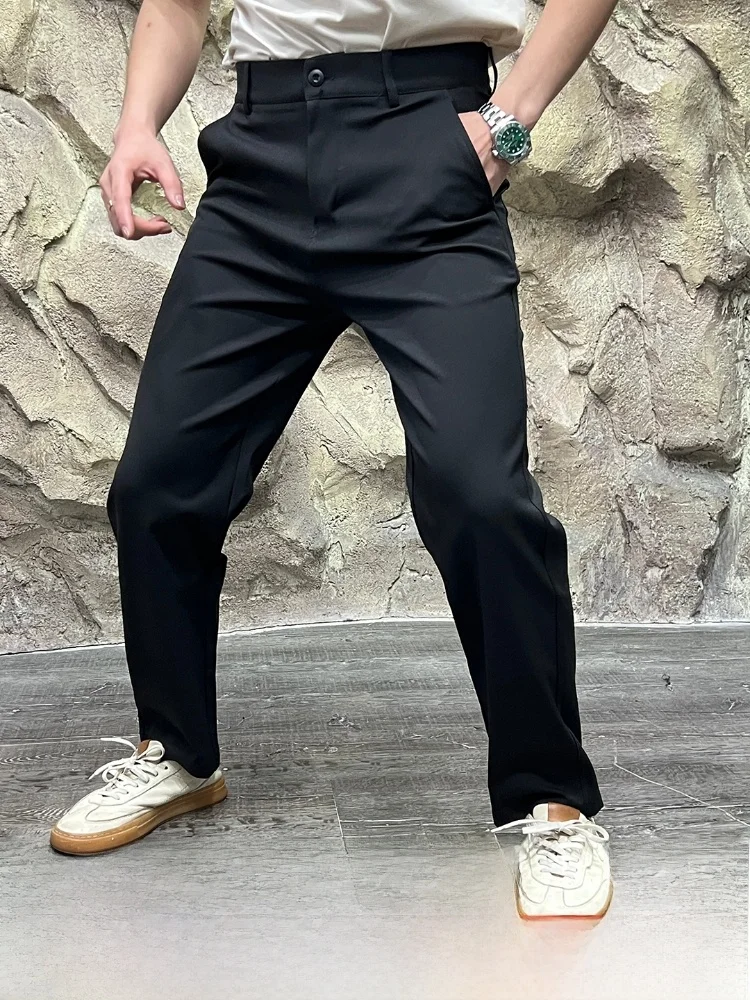 

Men's Busin Casual Straight Leg Pants Qui Dry Comfortable Fit mid Waist Zipper Fly Busin Series Autumn Collection
