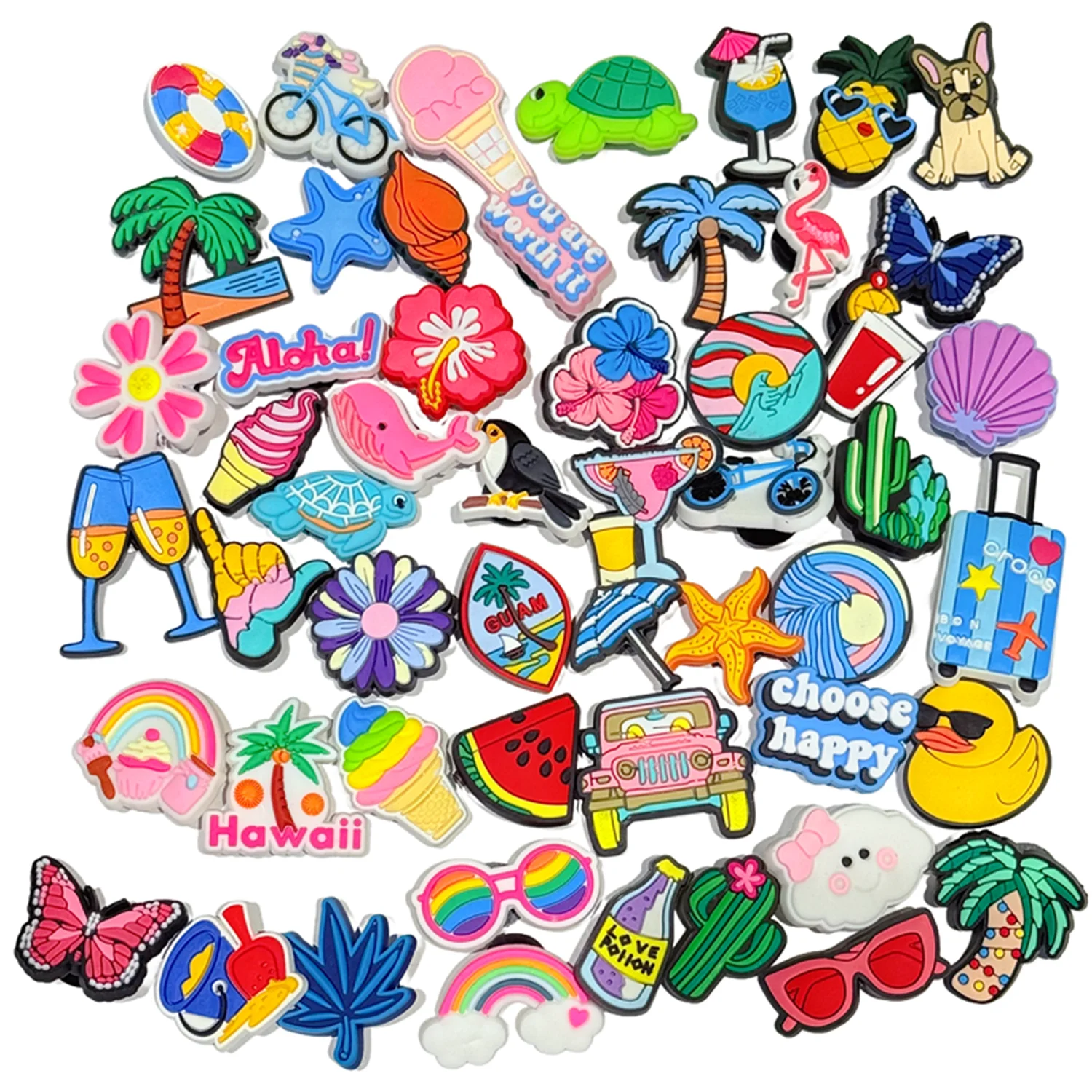 

50-100Pcs Summer Style PVC Garden Shoes Charms Duck Butterfly Designer Slippers Buckle Accessories Children Holiday Gift