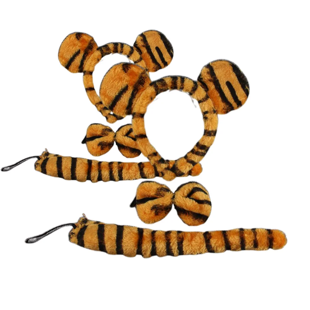 

3Pcs Children Tiger Headband Tie Tail Animal Costume Party Supplies Kids Cartoon Costume Role Play Props Kids Animal Costumes