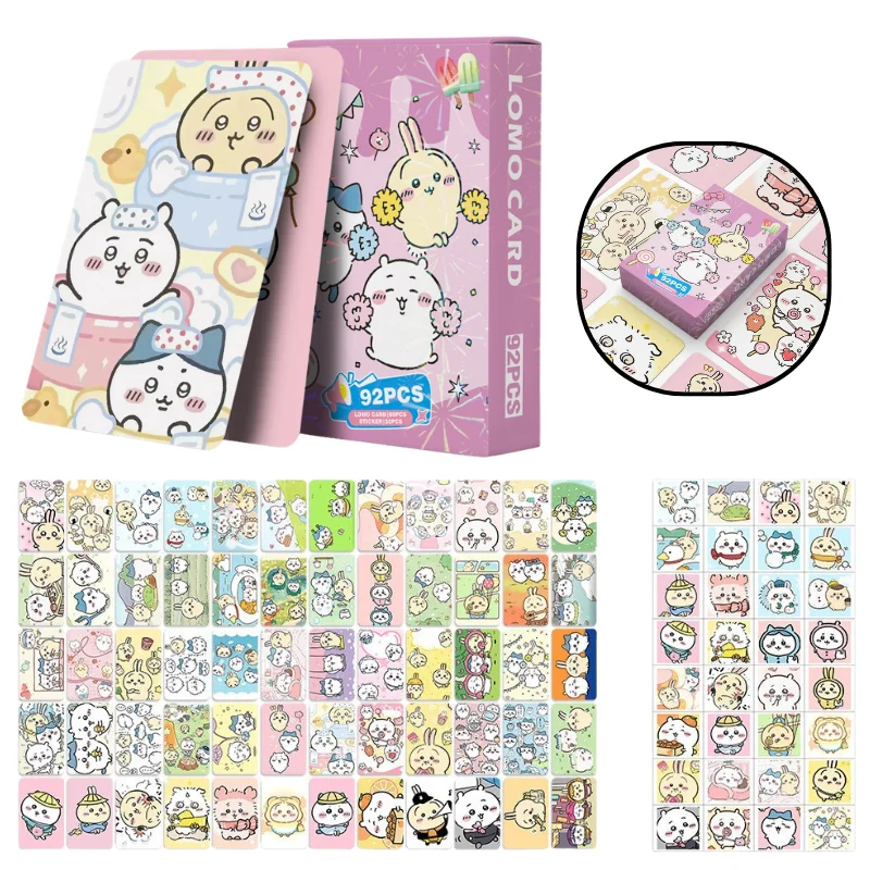

92Pcs Chiikawa Collectors' Edition LOMO Cards Kawaii‌ Photocards Hachiware Usagi Classic Image Photo Card for Fans Collection