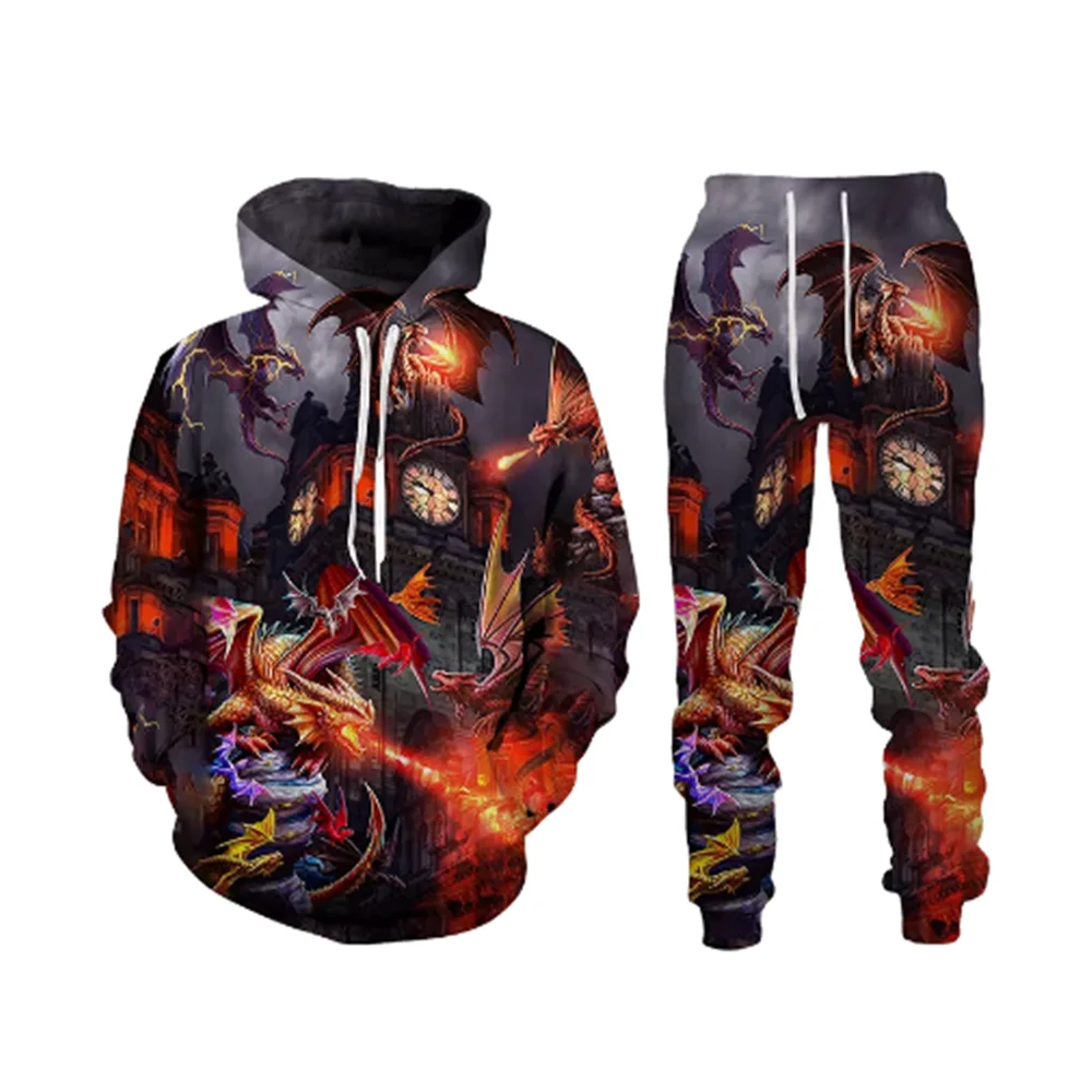 Herfst Winter 3d Bedrukt Heren Sweatshirt Hoodies Set Heren Trainingspak/Pullover/Broek Sportkleding Street Hiphop Heren Pak