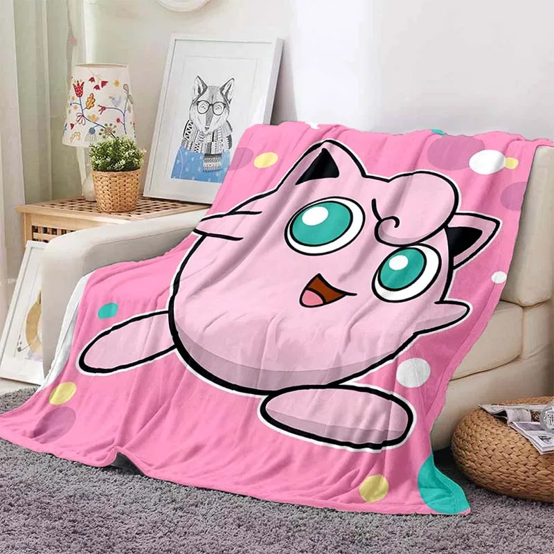 Pokemon Jigglypuff Printed Blanket for Home Travel Soft and Comfortable Blanket for Adults and Children Cartoon Warm Blanket