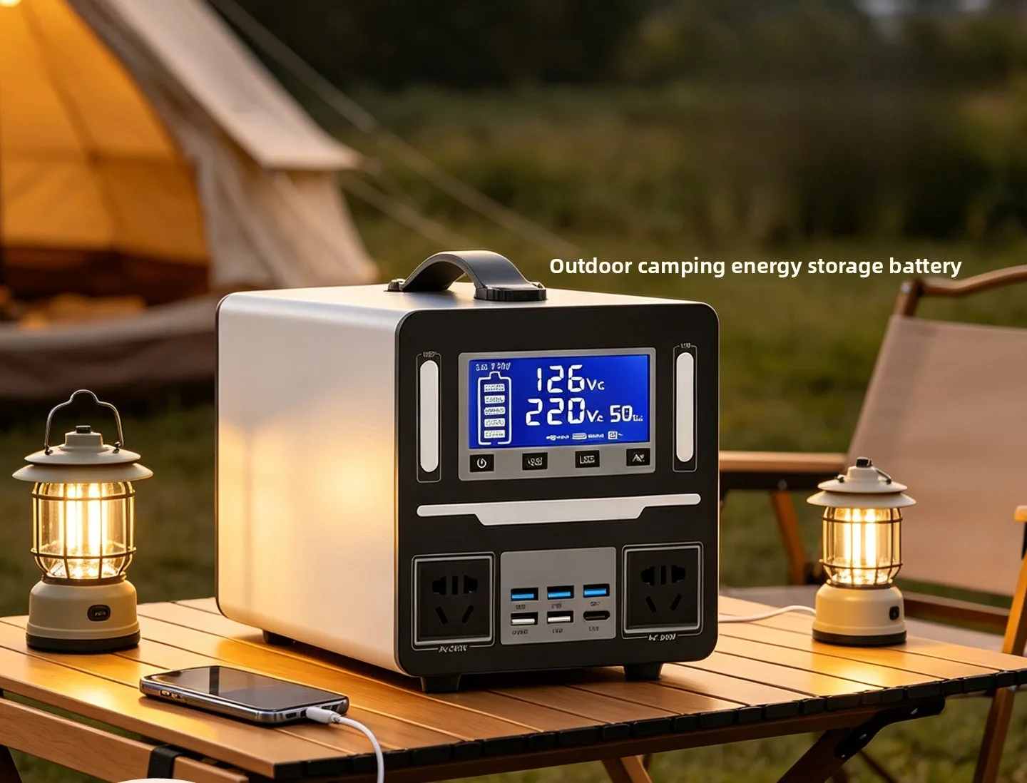 3000W Outdoor Energy Storage Emergency Power Supply, Large Capacity 220V Output Night Market Stall Live Broadcast Self-driving
