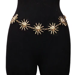 Cinturón de Sol de Metal Gótico para mujer, cadena de Sol de cintura alta, regalo de joyería, faja de boda, accesorios de cadenas de cintura Celestial