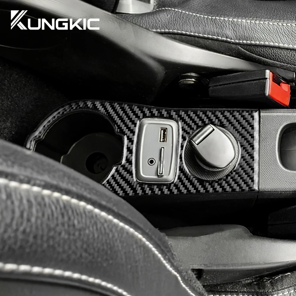 For Mercedes Benz Smart Fortwo 453 Forfour 2016 2017 2018 2019 Real Soft Carbon Fiber Car USB Charging Panel Cover Trim Sticker view 4
