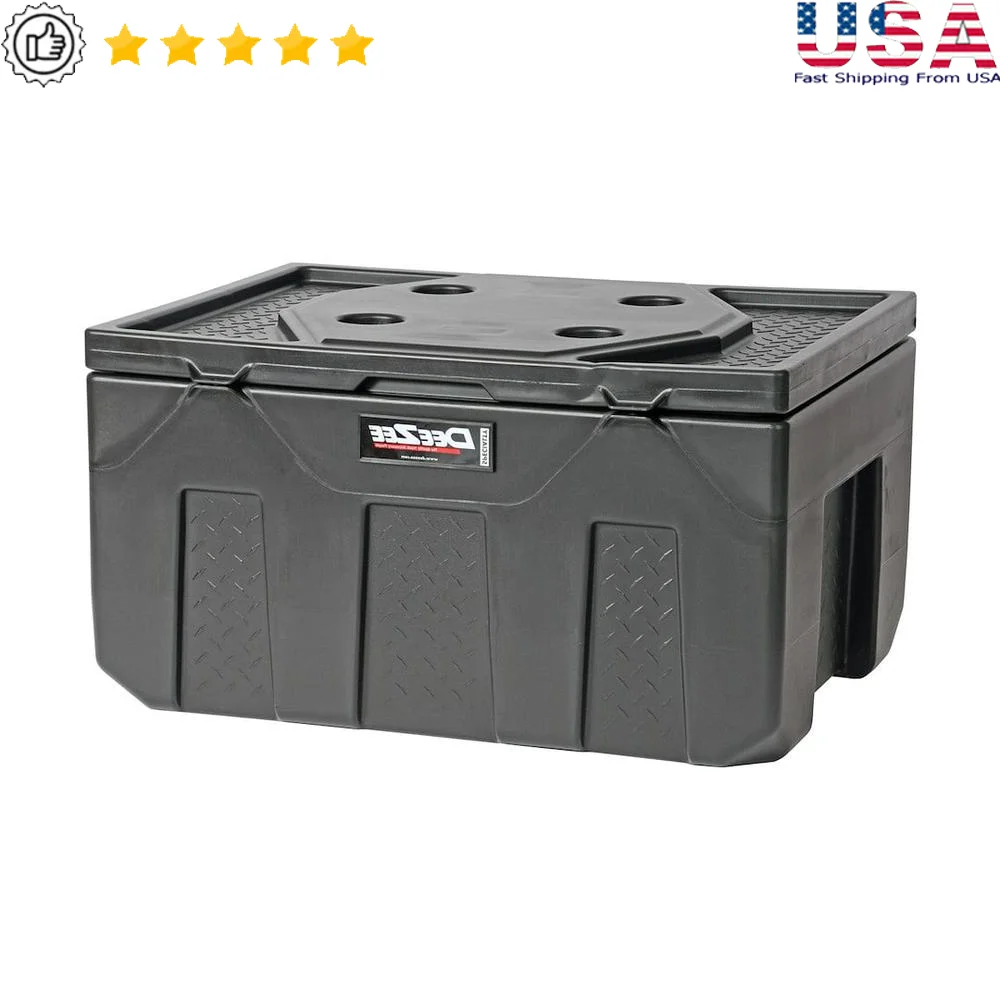 

Heavy Duty Utility Tool Box Storage Chest Plastic Double Wall Lid Secure Locking Tabs Foam Seal Portable Cup Holder 39 inch
