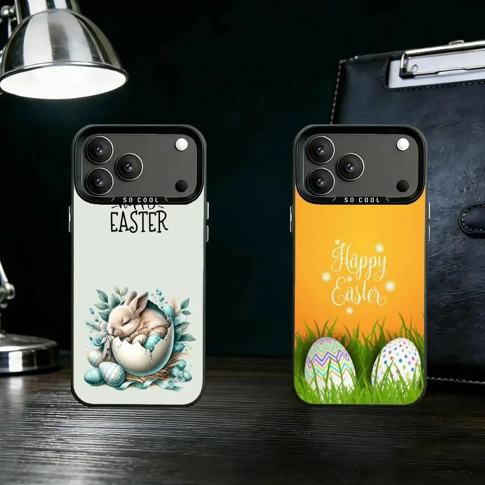 

Easter Bunny And Eggs Phone Case For iPhone 17,16,15,14,13,12,11,Pro Max,Plus Candy Silver Cover