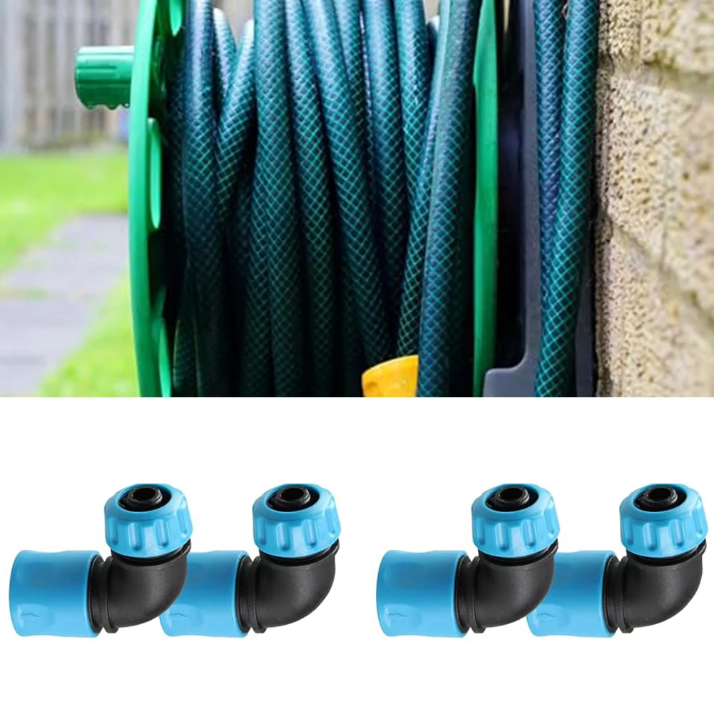 Quick Connect 90 Degree Hose Fitting Set 4 pcs for Standard 12 mm 13 mm Garden Hoses ABS Construction for Long Term Use