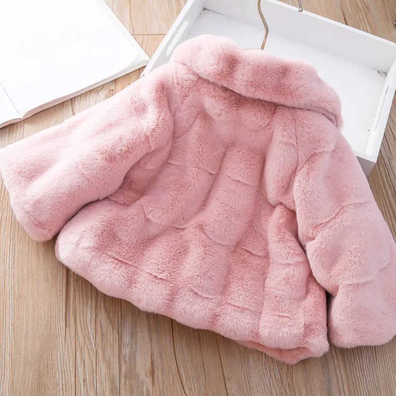 new delivery winter warm coat jacket baby clothes girl fashion solid Faux fur clothing 1-5year  80-120 girls bow warm