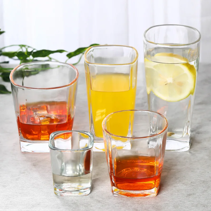 

Thickened Square Milk Tea Glass Cup for Home Bar KTV Whiskey Drinking