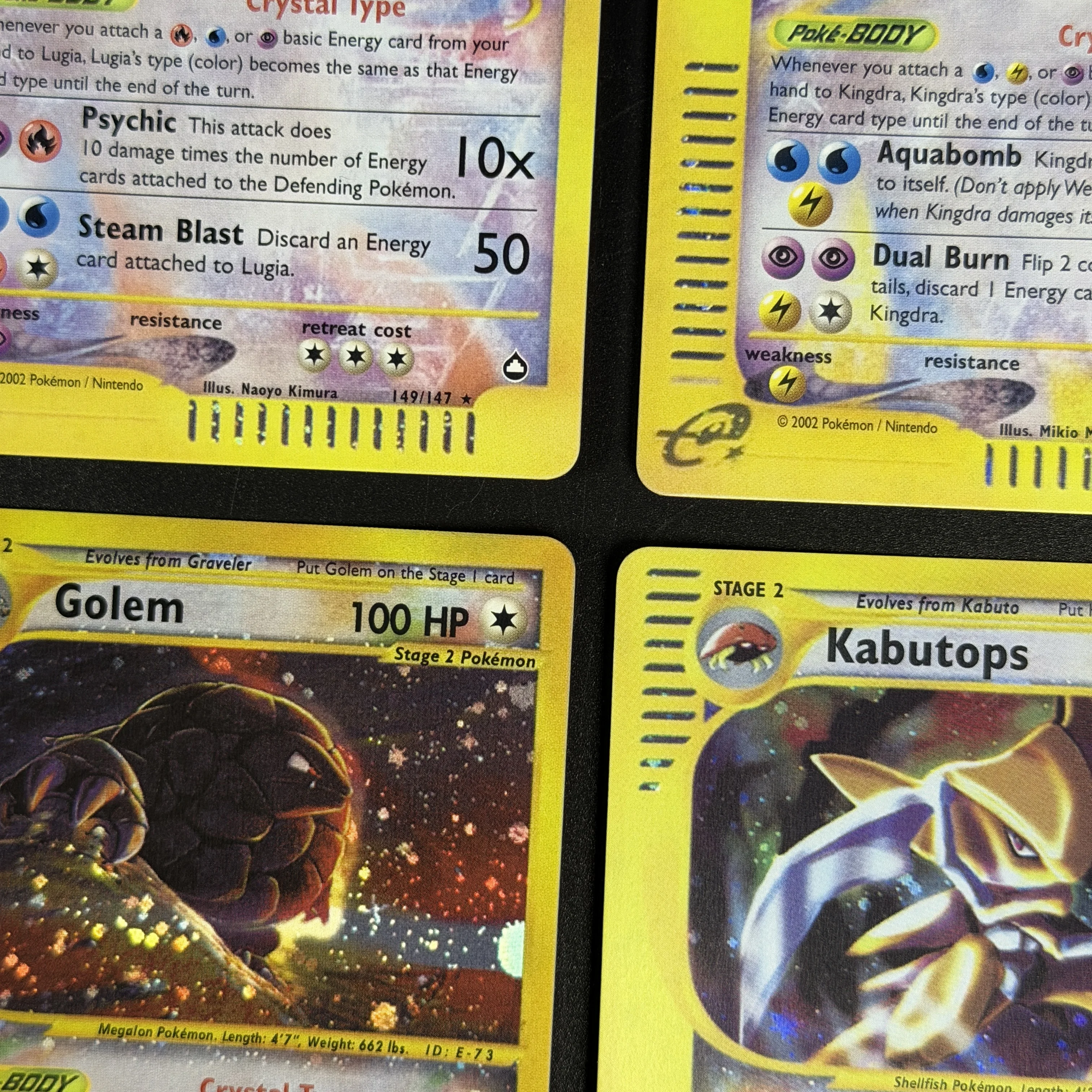 PTCG Vintage e-Series Crystal Type Set Skyridge Aquapolis Kabutops Lugia Kingdra Crobat Golem Nidoking Holo Foil Proxy-Karten – Detail 6
