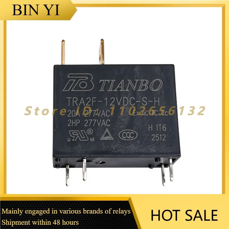 TRA2F-12VDC-S-H 12V DC Power Relay 4Pin 20A 277VAC PCB Mount Relay