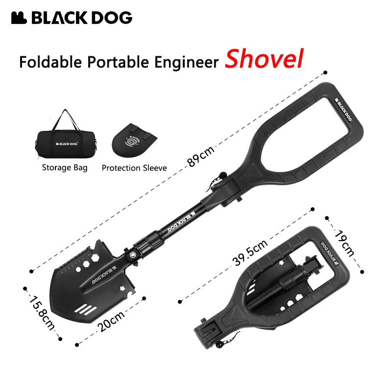 Naturehike-pala de ingeniero para exteriores BLACKDOG, pala plegable multifunción de acero al manganeso engrosada montada en coche, pala para acampar