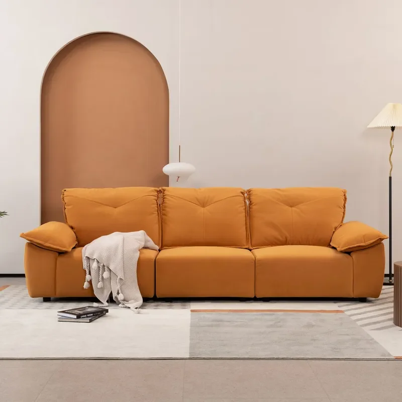 Modern Minimalist Fabric Sofa Straight Line Light Luxury Living Room Furniture Multi Functional Corner Sectional Couch