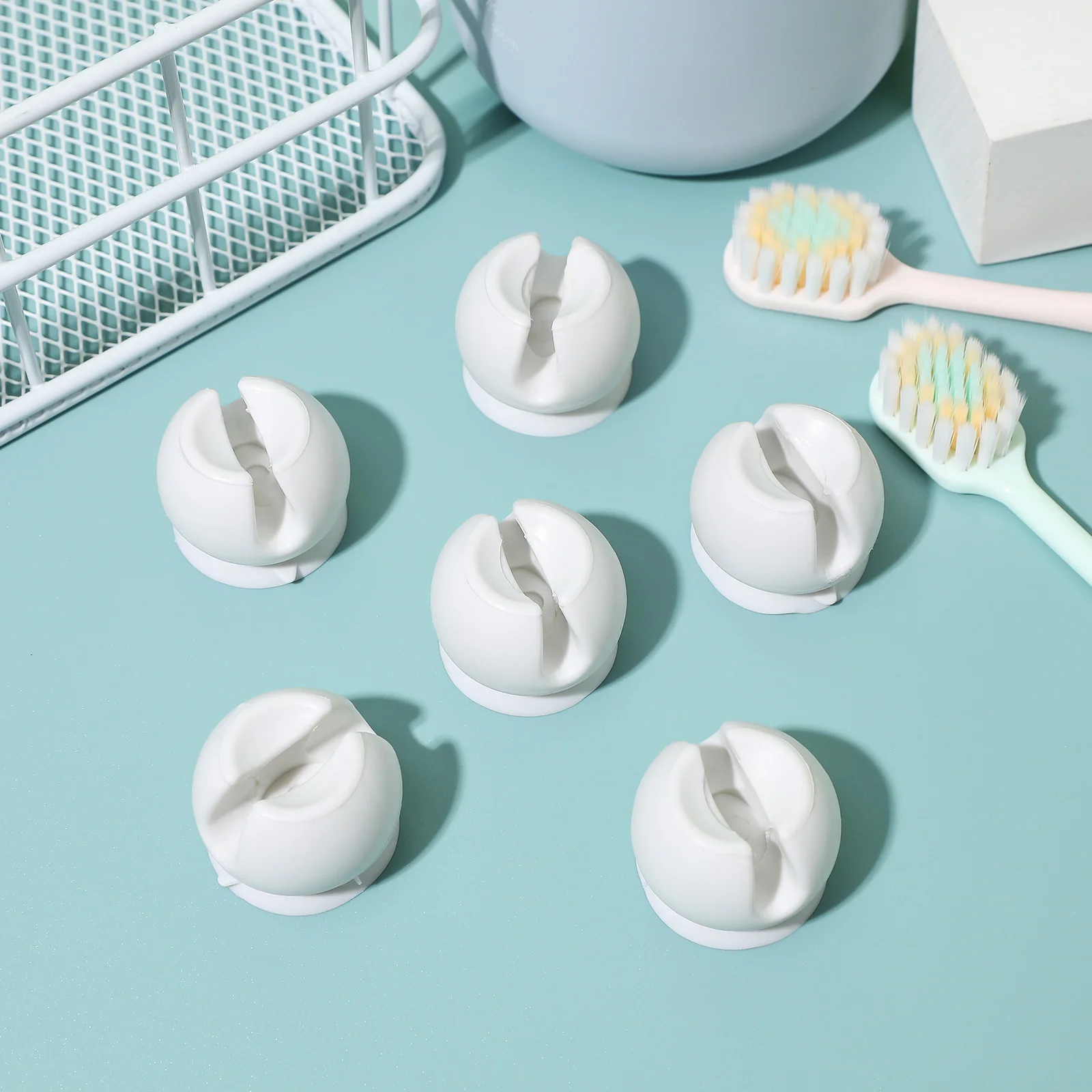 

6Pcs Bathroom Toothbrush Holder Suction Cup Mountable on Smooth Surfaces Waterproof Plastic Organizer for Home Travel Use