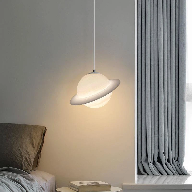 Romantic Planet Saturn Chandelier Bedside Porch Creative Balcony Bedroom Children\'s Room Light Study Dining Room Pendant Lamp