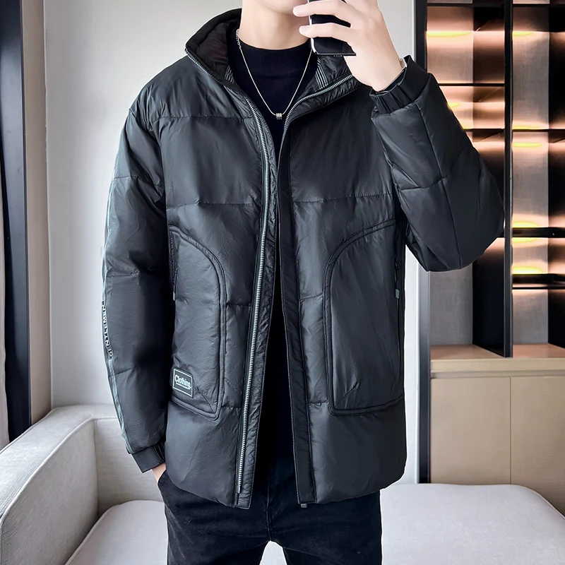 High Quality 2024 Autumn Winter Men\'s Duck Down Jacket Outwear Solid Warm Stand Collar Short Puffer Coat Windproof Down Clothing