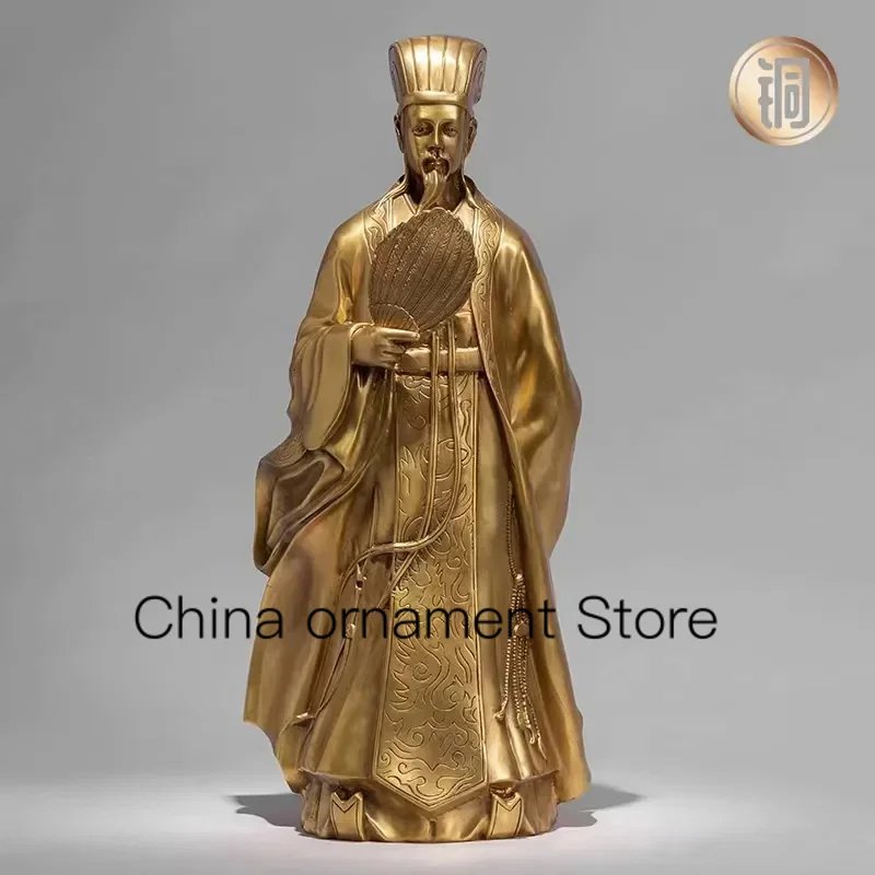 

Chinese collectibles made of elaborate brass decorate the statue of Zhuge Liang, premier of the ancient Three Kingdoms