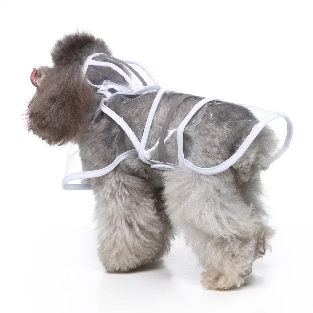 

Dog Rain Coat Hood Reflective Strip Waterproof Adjustable Fit Medium Large Dogs White Xl Pet Reflective Raincoat Pet