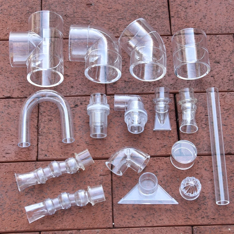 16-50mm Clear Acrylic Water Pipe Fittings,Straight Tee Elbow Connector,Drainage Joint, Triangular Nozzle, Fish Tank Supplies DIY