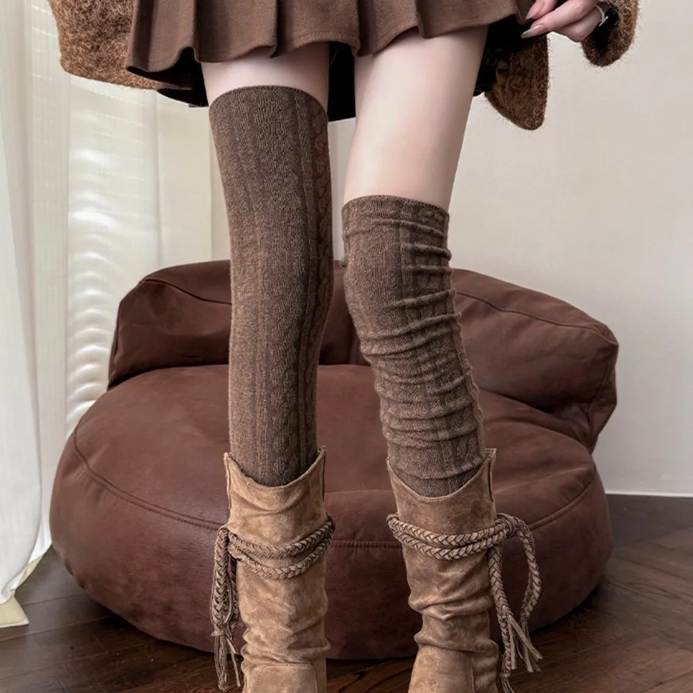 

Fashion Breathable Women Socks 66cm Elastic Knee High Socks Thermal Insulated Long Socks Autumn Winter