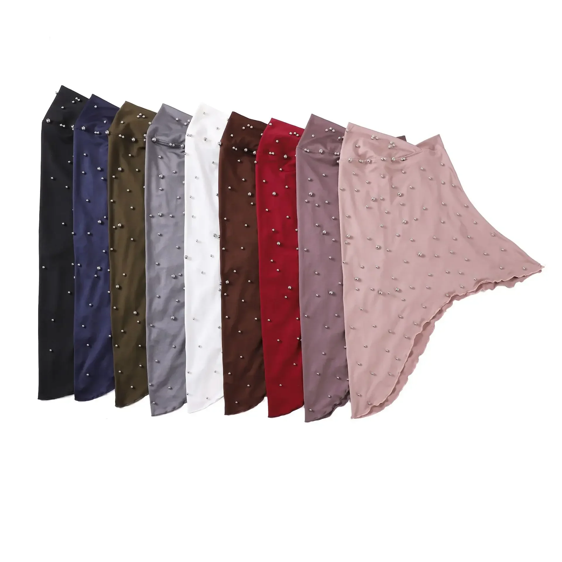 

Мусульманский хиджаб с бусинами, однотонный, для арабских женщин, мягкий, легко надевается, турецкий головной убор, мгновенный платок, головной платок-накидка, шапка Амира