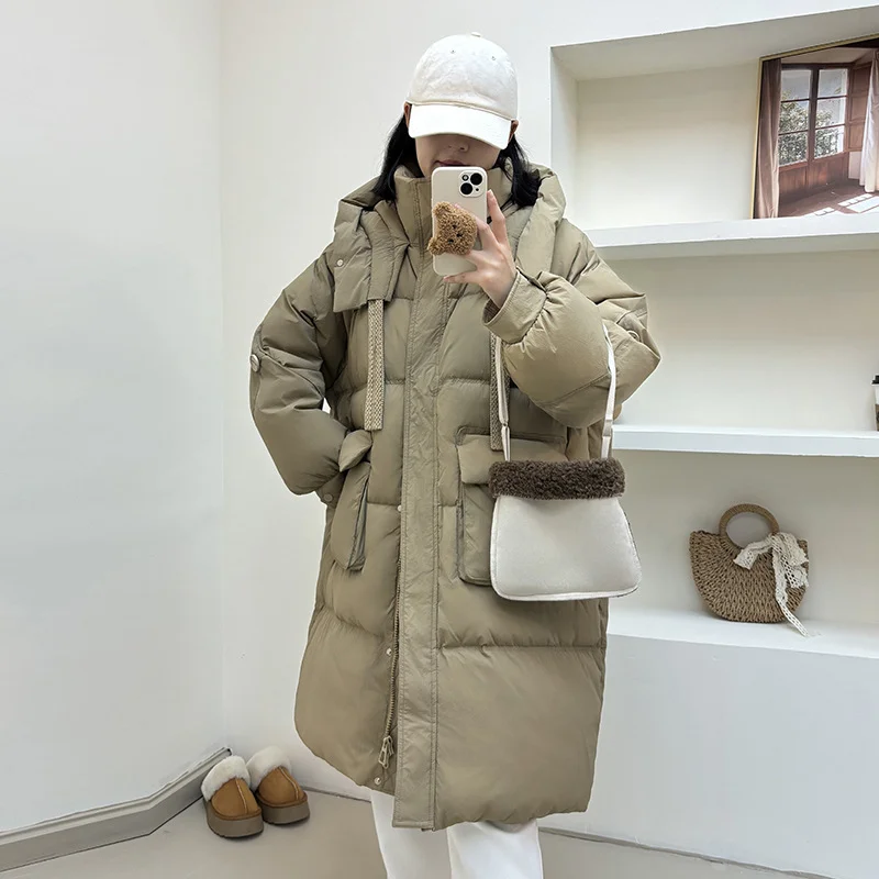 Doudoune à capuche épaisse pour femme, sangle monochrome Candy, manteau d'extérieur chaud pour femme, nouveau, hiver 2024