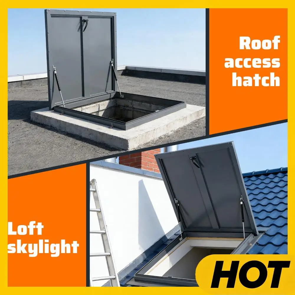 

Люк для крыши 35.83x35.83 дюйма, ветрозащитный инспекционный люк с газовым амортизатором и ручкой для подвалов, патио, окон, колодцев