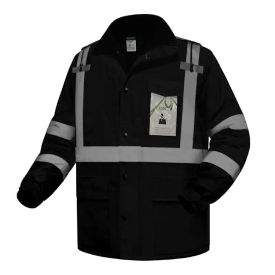 

Reflective Jackets for Men High Vis Safety Work Jacket with Pockets Construction Coats for Cold Weather Waterproof Rain Gear Cl
