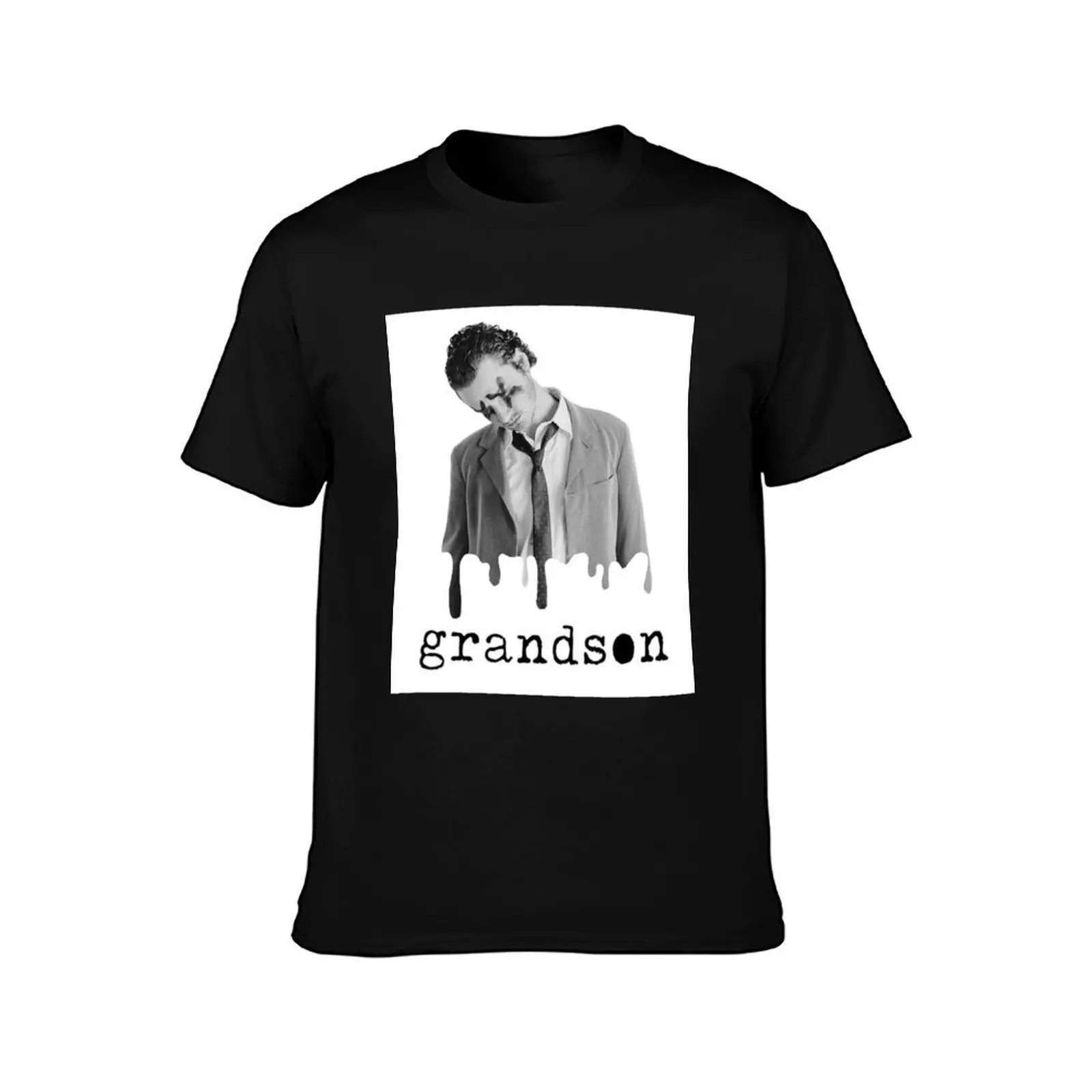 Grandson music X with drip effect T-Shirt, Summer Casual Cotton Tee, Oversized Streetwear Tops, Vintage Graphic Print