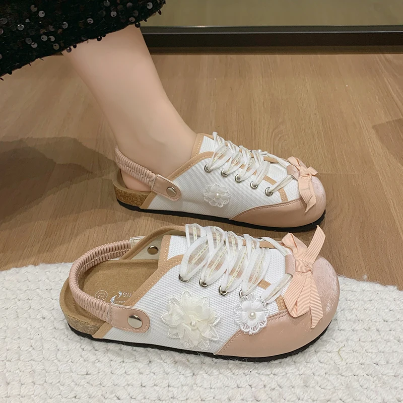 Female Shoes Slippers Women Summer Slides Lace Cover Toe 2024 Soft Scandals Shoes Woman 2024 Lace Slippers Summer Cover Toe Pant