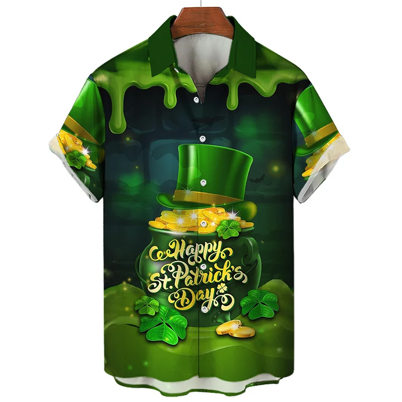 

New Summer 3D St. Patrick's Day Printing Shirts For Men Children Fashion Streetwear Short shirts Women Funny Kawaiian Clothing